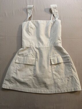 Mure + Grand White Romper Dress Small Linen Blend Fit & Flare Skort Mini